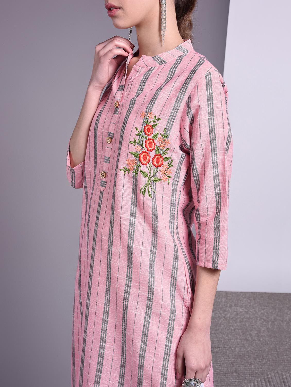striped straight kurta - 16883700 - Zoom Image - 5