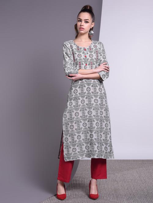 printed straight kurta - 16883724 - Very Small Image - 1