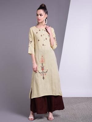 embroidered straight kurta - 16883729 - Standard Image - 2
