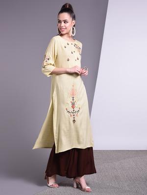 embroidered straight kurta - 16883729 - Standard Image - 3