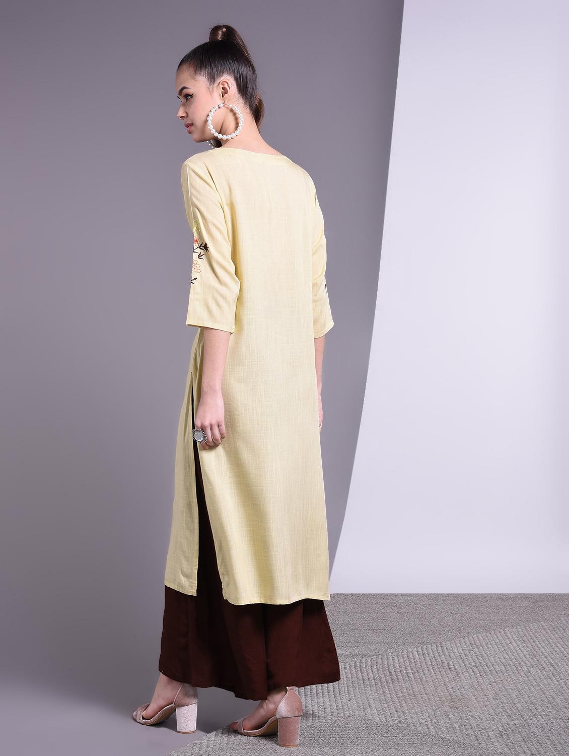 embroidered straight kurta - 16883729 - Zoom Image - 4