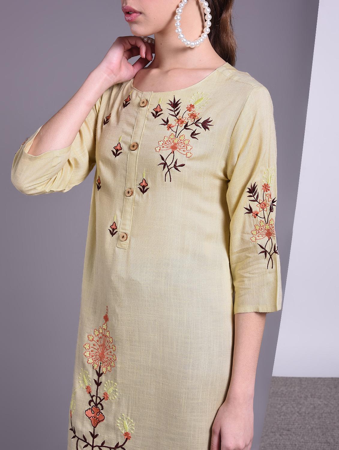embroidered straight kurta - 16883729 - Zoom Image - 5