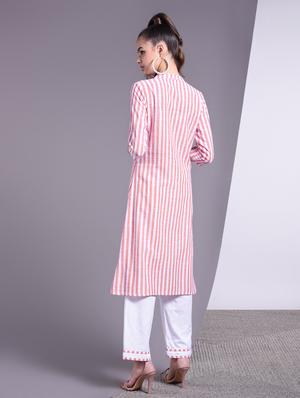 striped a-line kurta - 16883734 - Standard Image - 4