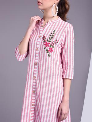 striped a-line kurta - 16883734 - Standard Image - 5