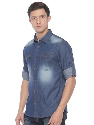 blue faded casual shirt - 16884324 - Standard Image - 2