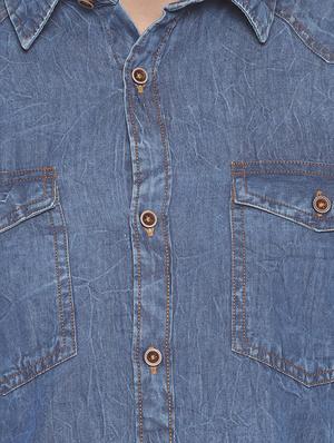 blue solid casual shirt - 16884327 - Standard Image - 5