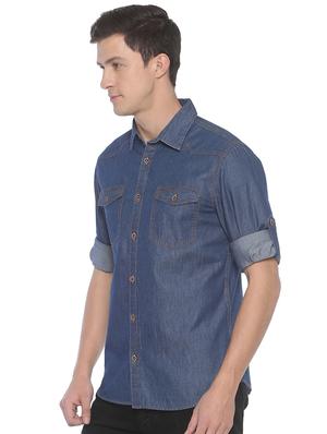 blue solid casual shirt - 16884328 - Standard Image - 2