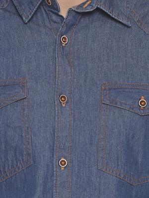 blue solid casual shirt - 16884328 - Standard Image - 5