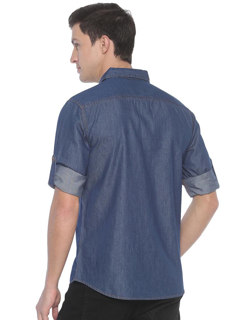 blue solid casual shirt - 16884328 - Zoom Image - 3