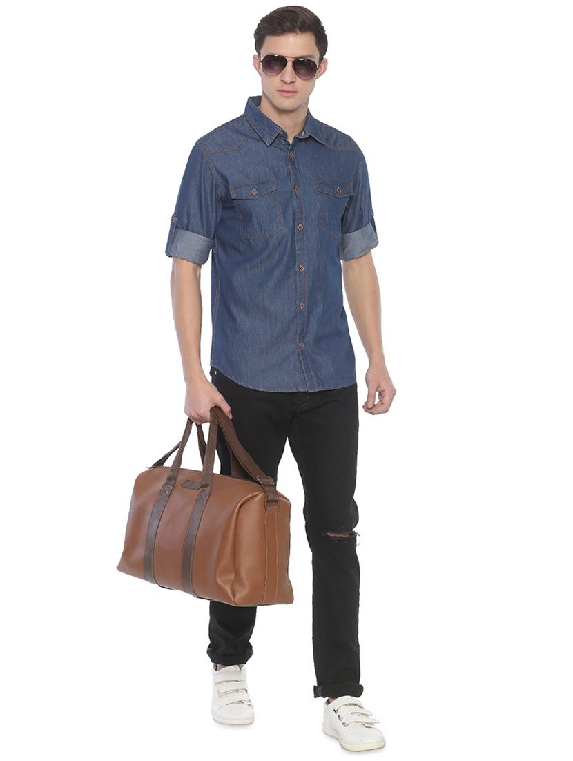 blue solid casual shirt - 16884328 - Zoom Image - 4