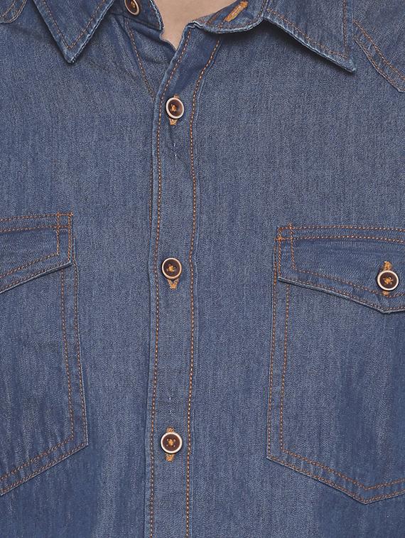 blue solid casual shirt - 16884328 - Zoom Image - 5