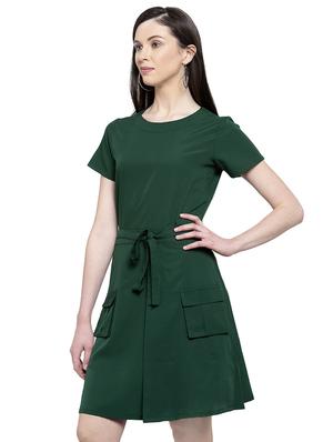 tie front pocket patch a-line dress - 16884873 - Standard Image - 2