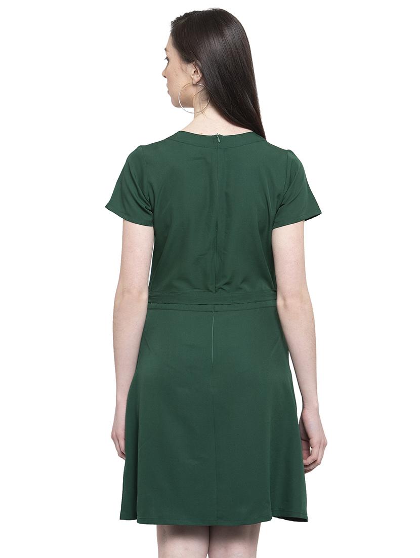 tie front pocket patch a-line dress - 16884873 - Zoom Image - 3
