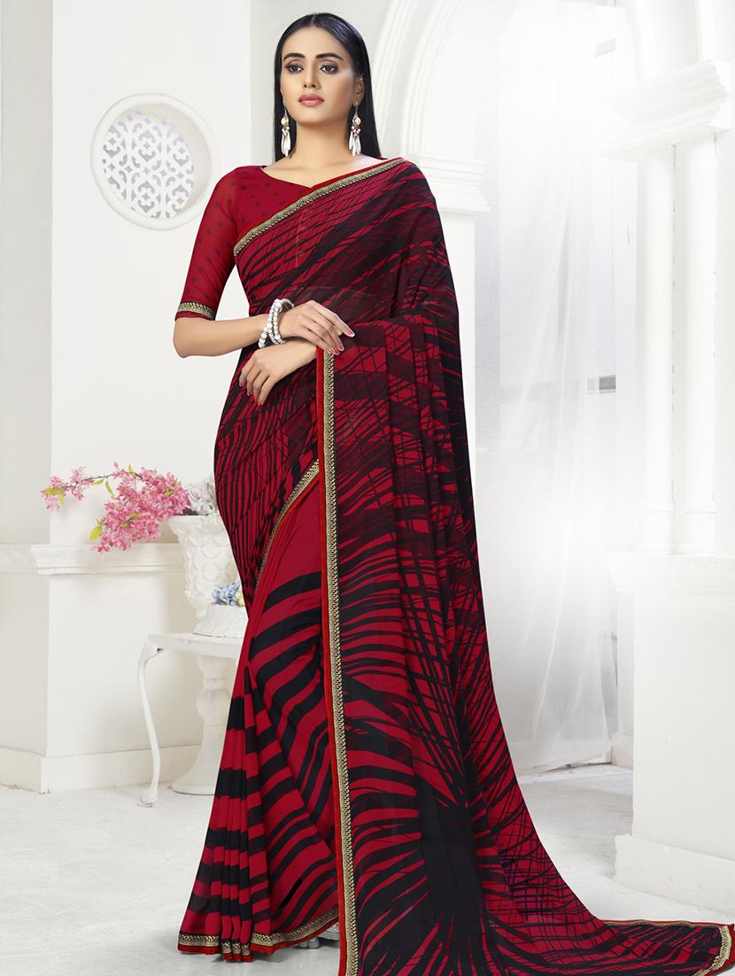 stripe printed saree with blouse - 16885074 - Zoom Image - 1
