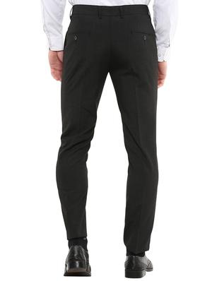 black solid flat front formal trouser - 16885174 - Standard Image - 3