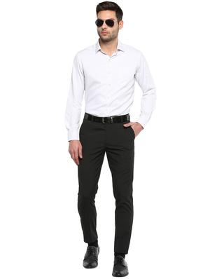black solid flat front formal trouser - 16885174 - Standard Image - 4