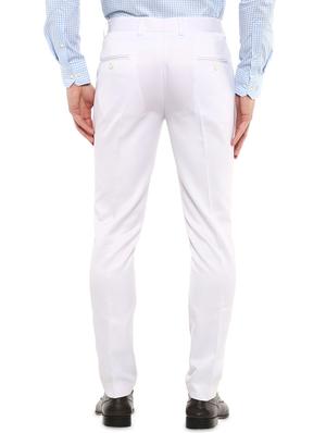 white solid flat front formal trouser - 16885175 - Standard Image - 3