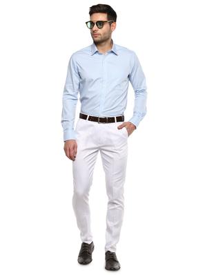 white solid flat front formal trouser - 16885175 - Standard Image - 4