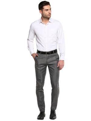 grey solid flat front formal trouser - 16885176 - Standard Image - 4