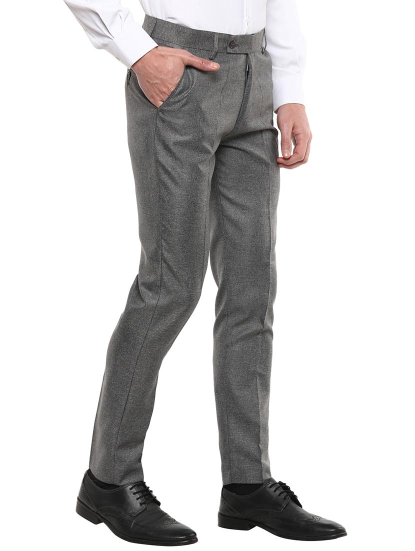 grey solid flat front formal trouser - 16885176 - Zoom Image - 2