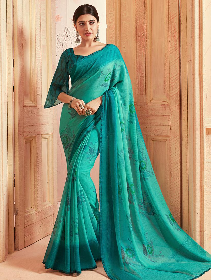 floral printed saree with blouse - 16885761 - Zoom Image - 1
