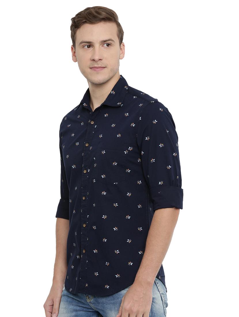 navy blue floral printed casual shirt - 16886237 - Zoom Image - 2