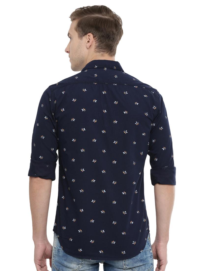 navy blue floral printed casual shirt - 16886237 - Zoom Image - 3