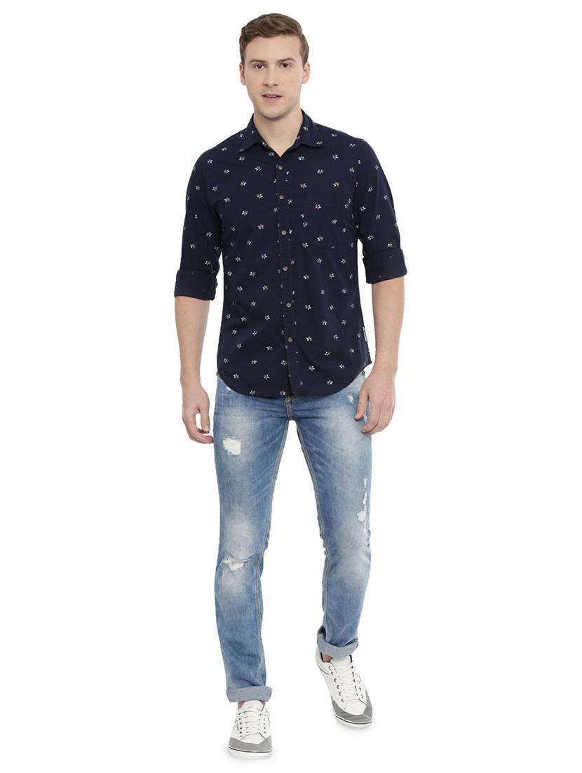 navy blue floral printed casual shirt - 16886237 - Zoom Image - 4