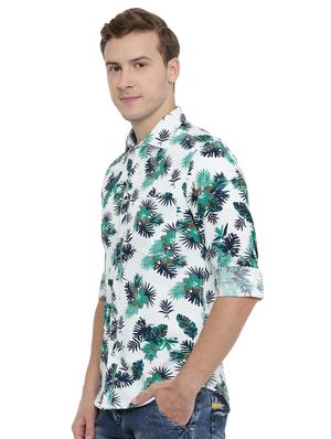 white tropical print casual shirt - 16886242 - Standard Image - 2