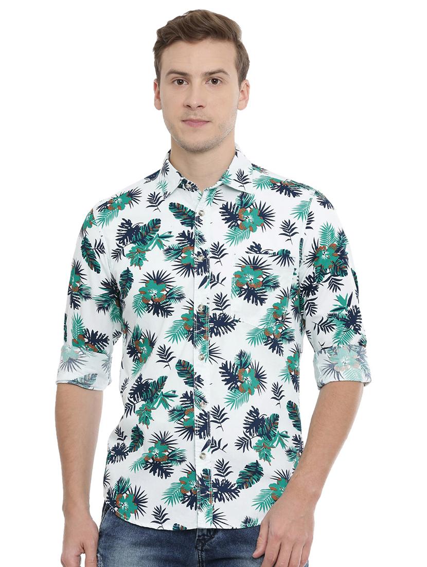 white tropical print casual shirt - 16886242 - Zoom Image - 1