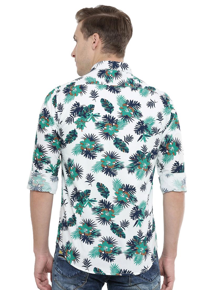 white tropical print casual shirt - 16886242 - Zoom Image - 3