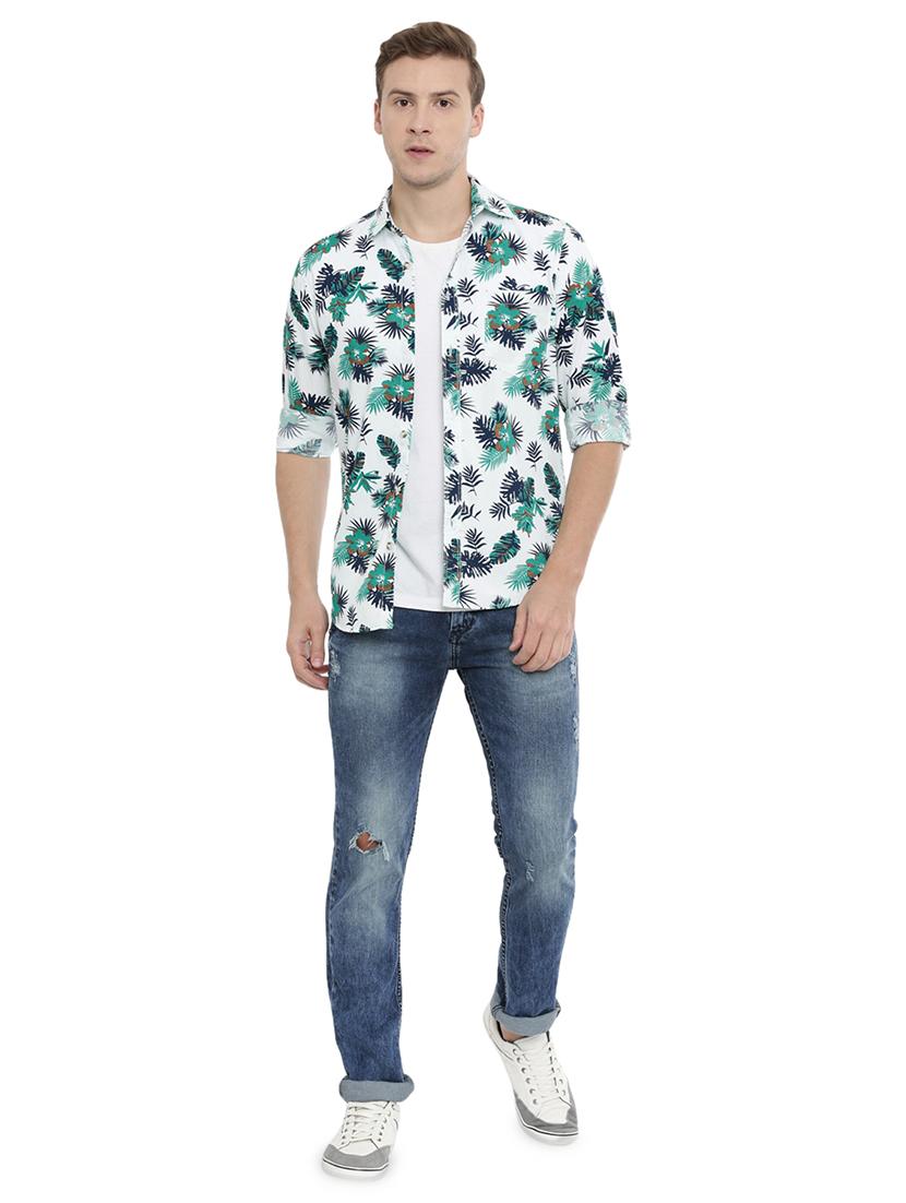white tropical print casual shirt - 16886242 - Zoom Image - 4