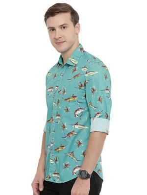 blue printed casual shirt - 16886247 - Standard Image - 2