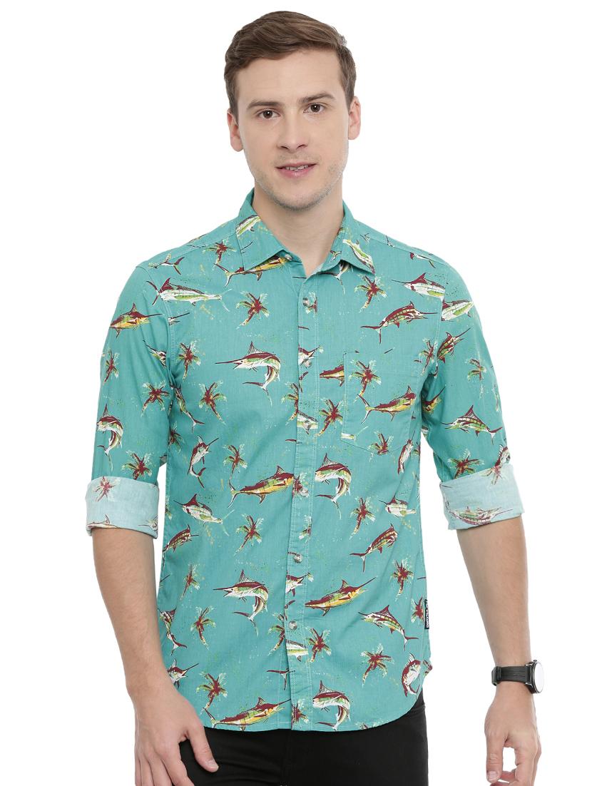 blue printed casual shirt - 16886247 - Zoom Image - 1