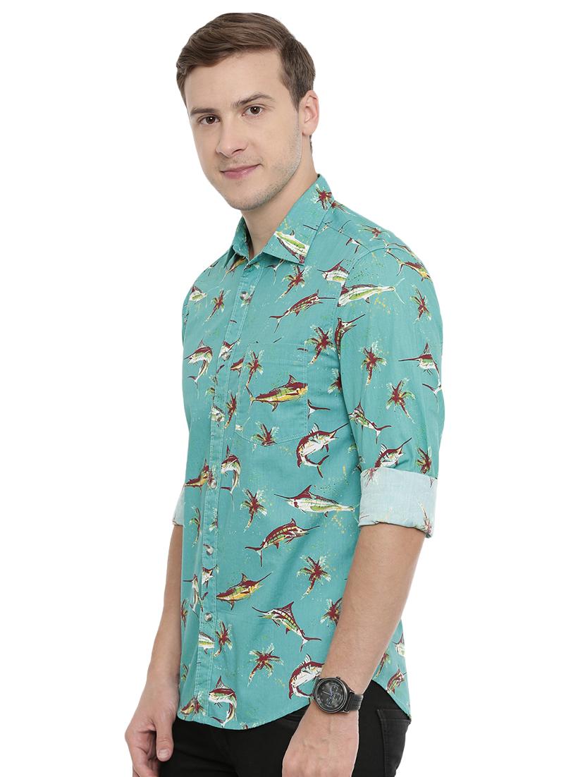 blue printed casual shirt - 16886247 - Zoom Image - 2