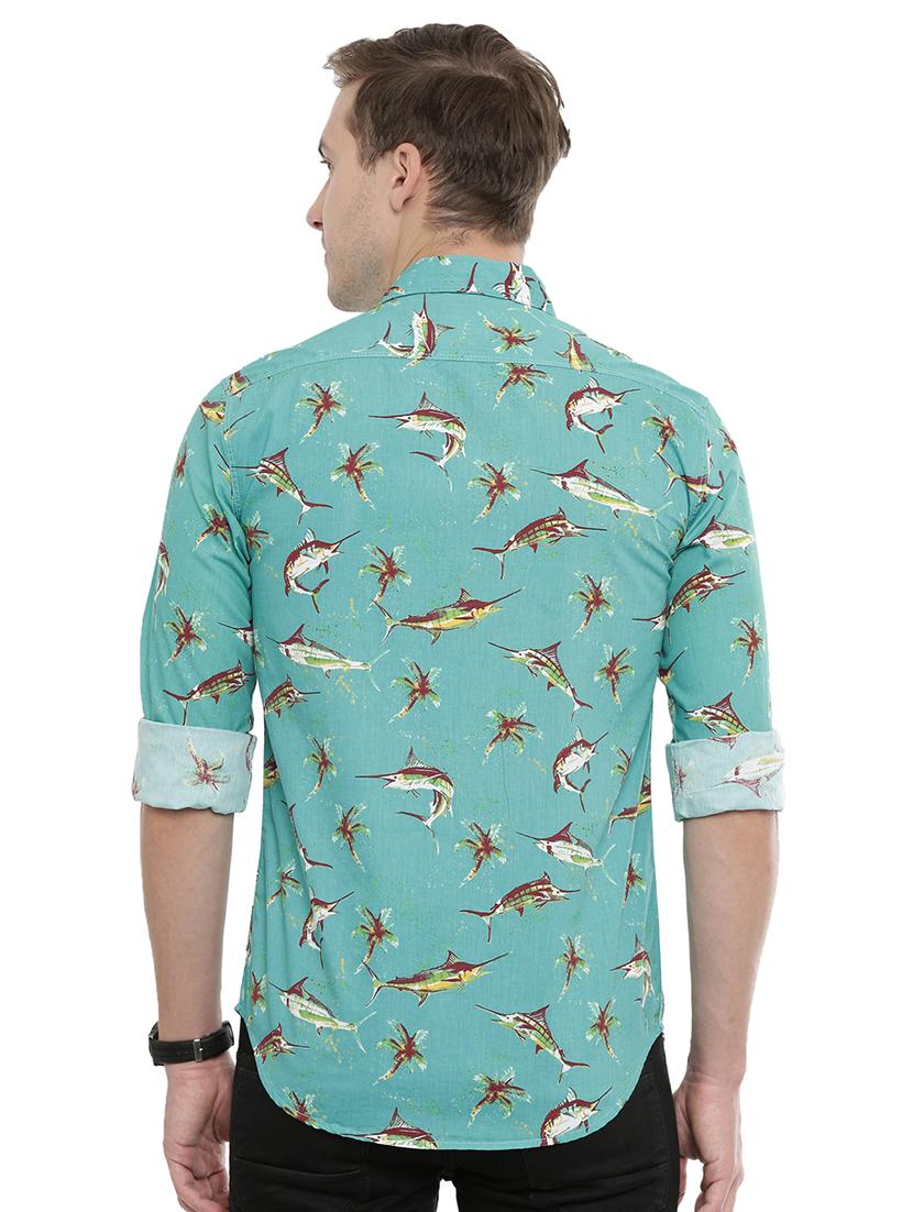 blue printed casual shirt - 16886247 - Zoom Image - 3