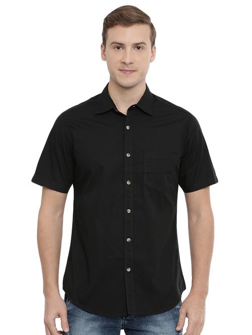 black solid casual shirt - 16886263 - Standard Image - 1