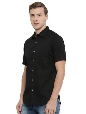 black solid casual shirt - 16886263 - Standard Image - 2