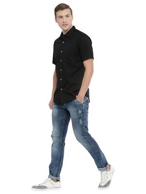 black solid casual shirt - 16886263 - Standard Image - 4