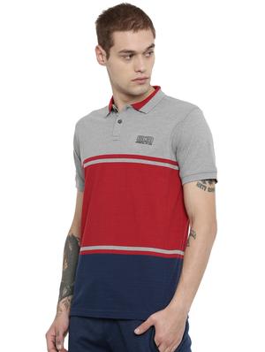 grey color block polo t-shirt - 16886378 - Standard Image - 2