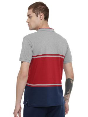 grey color block polo t-shirt - 16886378 - Standard Image - 3