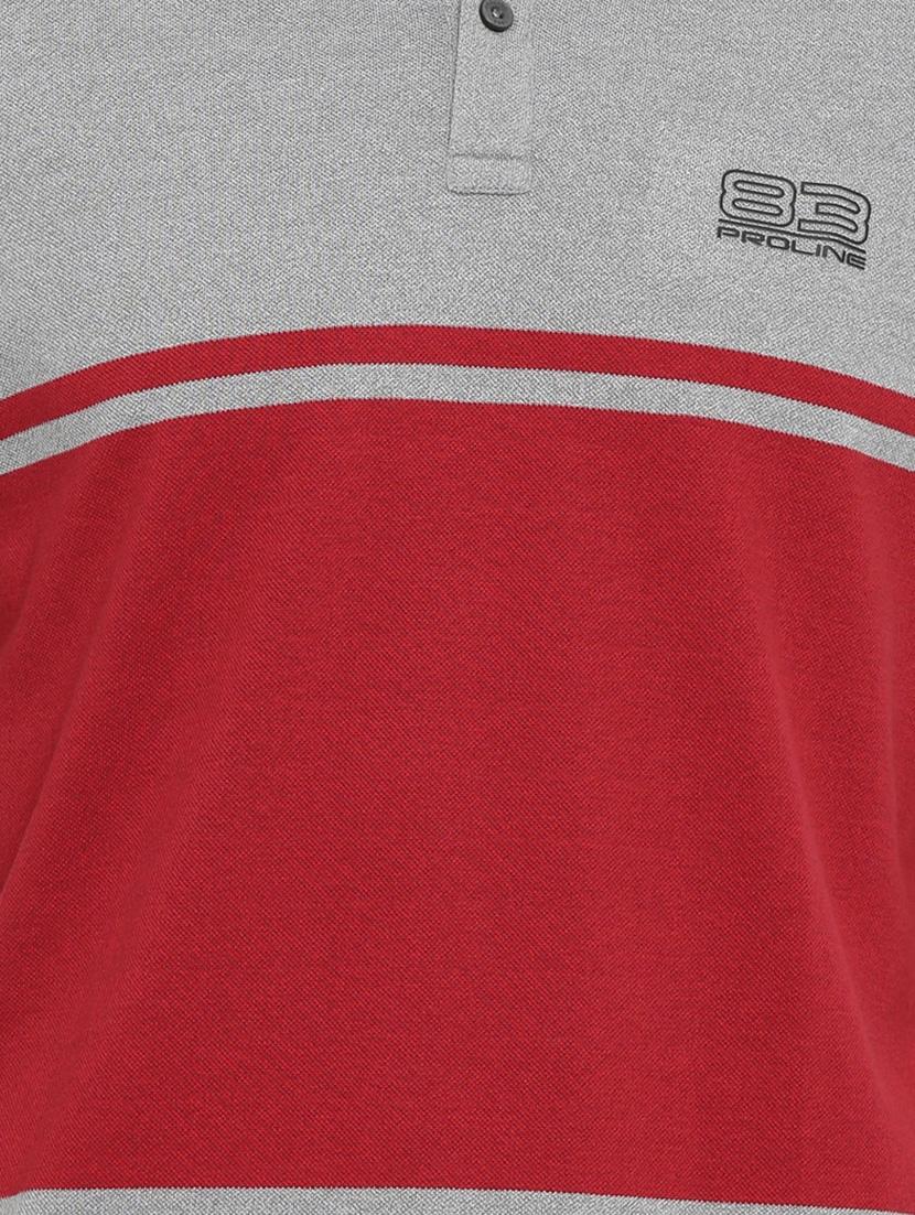 grey color block polo t-shirt - 16886378 - Zoom Image - 4