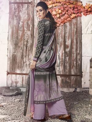 printed palazzo unstitched suit - 16886465 - Standard Image - 2