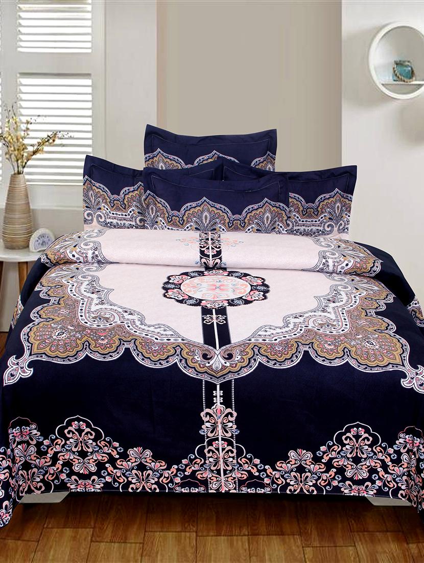 pure cotton double bedsheet with two matching pillow covers - 16887429 - Zoom Image - 2