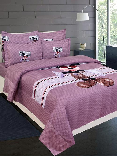 pure cotton double bedsheet with two matching pillow covers - 16887444 - Standard Image - 1