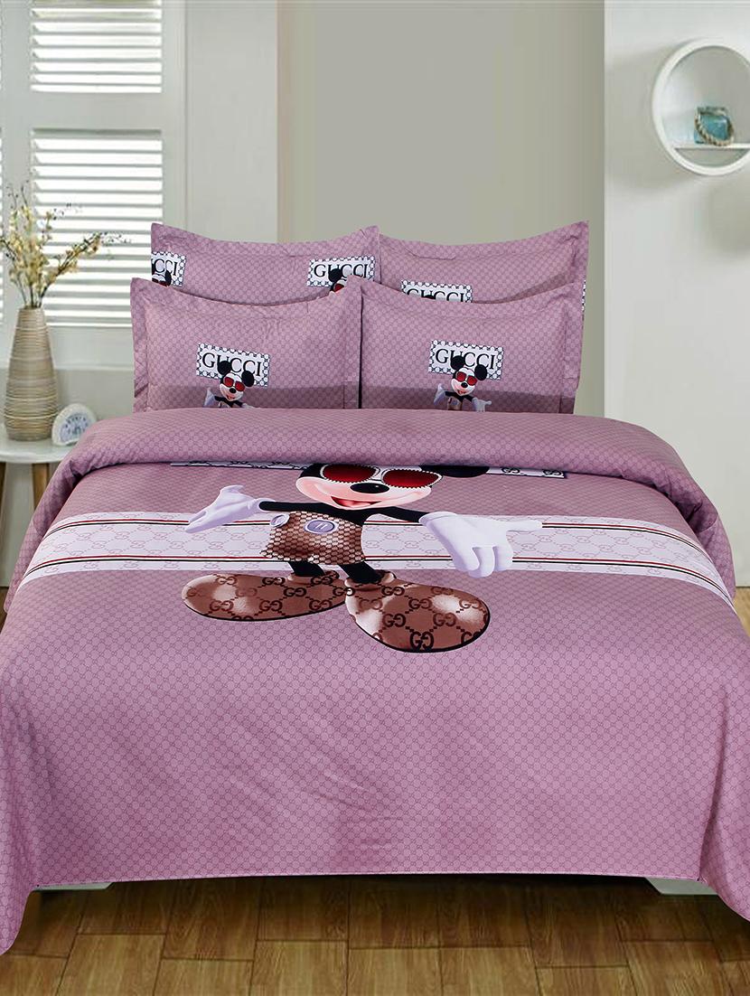 pure cotton double bedsheet with two matching pillow covers - 16887444 - Zoom Image - 2
