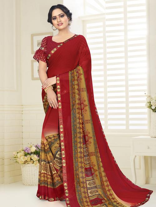 floral printed saree with blouse - 16887468 - Standard Image - 1