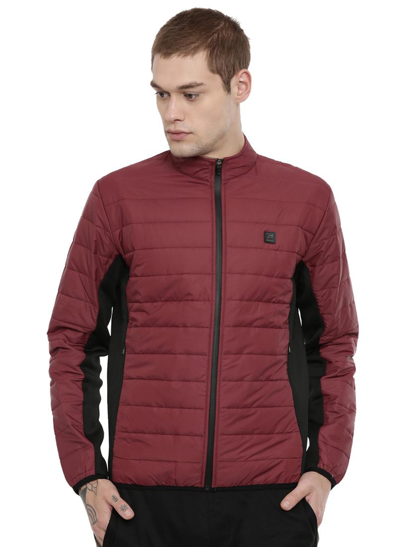 red color block nylon quilted jacket - 16887558 - Zoom Image - 1