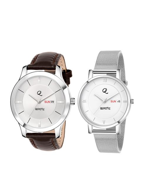 elegant white day-date couple watch #valentine_collection - 16887703 - Standard Image - 1