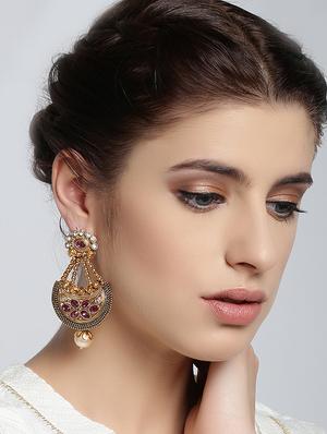 pink metal chandballi earring - 16888052 - Standard Image - 3